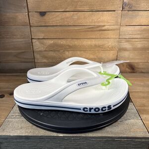 Crocs Womens Size 9 Bayaband White Flip Flop Casual Thong Sandals New